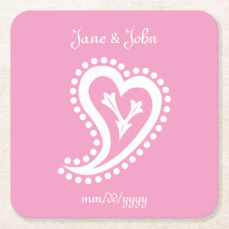 Porta-copo De Papel Quadrado Corações de Paisley Doce na Porta copos de Papel P