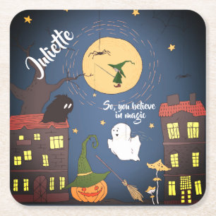 Porta-copo De Papel Quadrado Cores de Água do Halloween Cutis Personalizadas