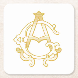 Porta-copo De Papel Quadrado CORES EDITÁVEIS GA Monograma AG Portas copos de Pa