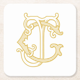 Porta-copo De Papel Quadrado CORES EDITÁVEIS GJ Monograma Portas copos do logot