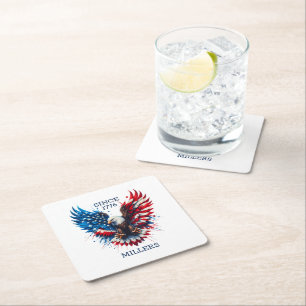 Porta-copo De Papel Quadrado Cores Patriotas Personalizadas América Bold Eagle
