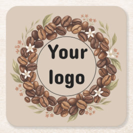 Porta-copo De Papel Quadrado Coroa de Grão de Café Botânico com Logotipo Person
