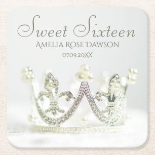 Porta-copo De Papel Quadrado Coroa de Princesa Prateada Decoração de Festa Swee