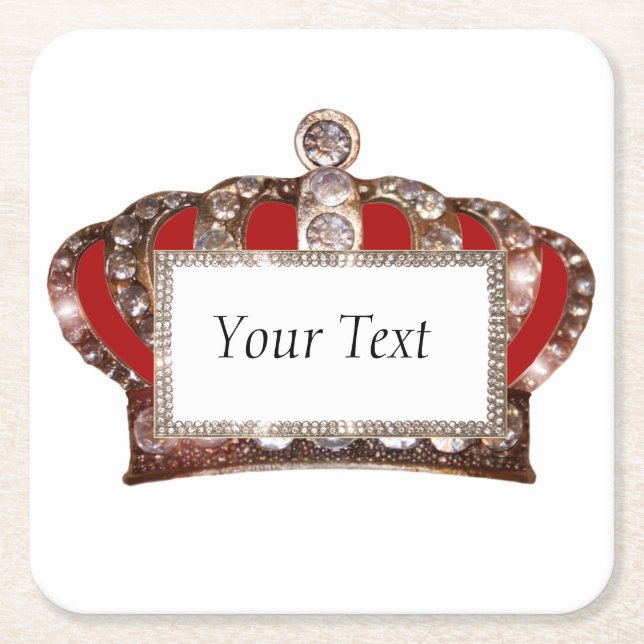 Porta-copo De Papel Quadrado Coroa Real Personalizada (Frente)