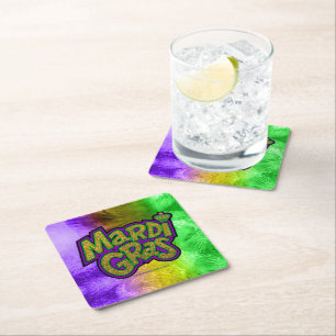 Porta-copo De Papel Quadrado Coroa tema Mardi Gras festivo SlipperyJoe's reinf