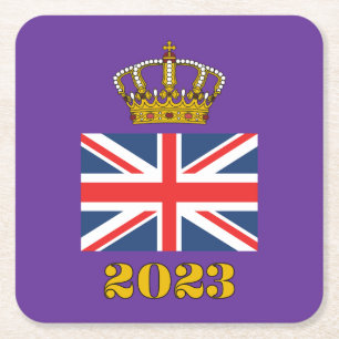 Porta-copo De Papel Quadrado Coroação do Rei Charles III 2023 Reino Unido Coroa