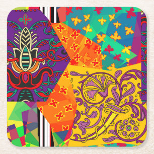 Porta-copo De Papel Quadrado Corpo Festivo Turco Indiano Mandala