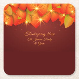 Porta-copo De Papel Quadrado Correspondência Ação de Graças Laranja Nome Folha 