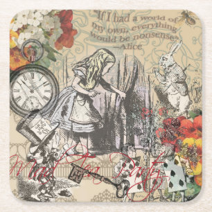 Porta-copo De Papel Quadrado Cortina Clássica das Aventuras de Alice no País da