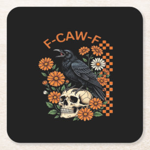 Porta-copo De Papel Quadrado Corvo F-Caw-F Engraçado Halloween Gótico Criativo
