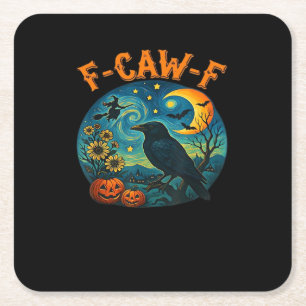 Porta-copo De Papel Quadrado Corvo F-Caw-F Engraçado Halloween Gótico Xadrez