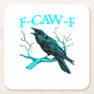 Porta-copo De Papel Quadrado Corvo F-Caw-F Pássaro Engraçado Design Retro Criat