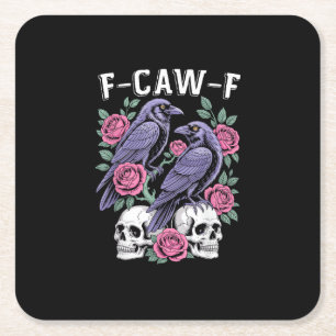 Porta-copo De Papel Quadrado Corvo F-Caw-F Pássaro Engraçado Lua Gótica Humor A