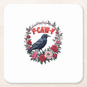 Porta-copo De Papel Quadrado Corvo Gótico Engraçado Halloween F Caw F Vintage