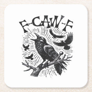 Porta-copo De Papel Quadrado Corvo Gótico F-Caw-F Humor Engraçado Essencial Ret