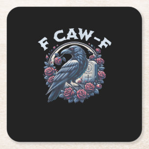 Porta-copo De Papel Quadrado Corvo Humorístico Gráfico F-Caw-F Para Homens Mulh