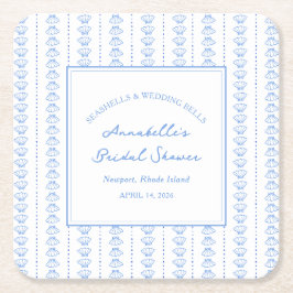 Porta-copo De Papel Quadrado Costeira Chá de panela dos Sinos de Casamento