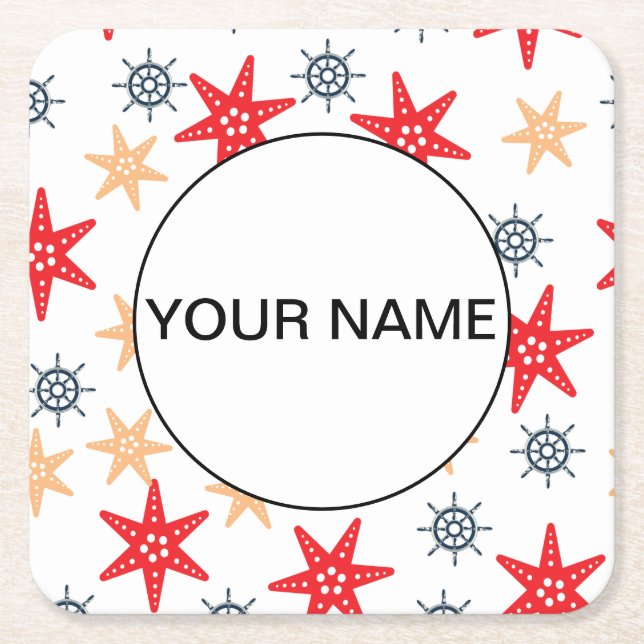 Porta-copo De Papel Quadrado Costeiros Engraçados E Padrões De Rodas (Frente)
