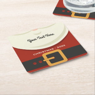 Porta-copo De Papel Quadrado Costume engraçado do terno de Papai Noel do Feliz