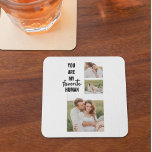 Porta-copo De Papel Quadrado Cota de Foto do Casal de Colagem Moderna e Amor Ro<br><div class="desc">Cota de Foto do Casal de Colagem Moderna e Amor Romântico</div>