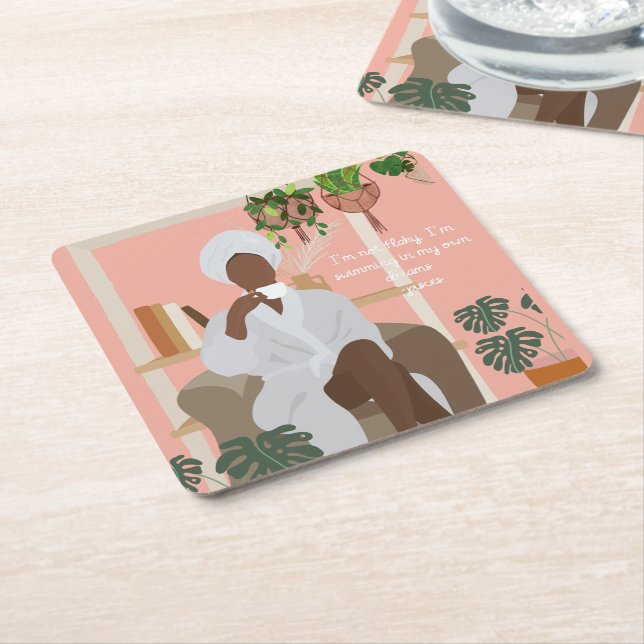 Porta-copo De Papel Quadrado Cotações de Peixes Invisíveis (Inclinado)