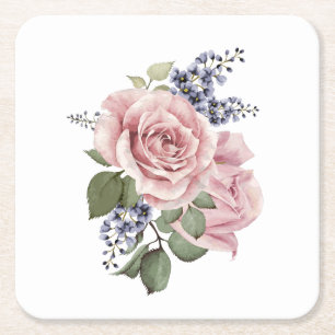 Porta-copo De Papel Quadrado Country Rose Reversível 