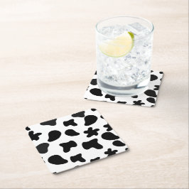 Porta-copo De Papel Quadrado Cow Black White Spots Fur