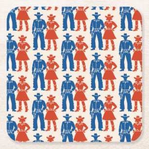 Porta-copo De Papel Quadrado Cowboy & Cowgirl Americana