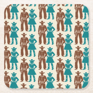 Porta-copo De Papel Quadrado Cowboy & Cowgirl Americana
