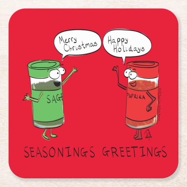 Porta-copo De Papel Quadrado Cozinhar de Natal Engraçado Espetáculos de Chef (Frente)