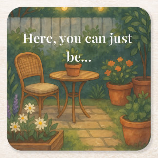 Porta-copo De Papel Quadrado Cozy Garden Throw Pillow – 'Here, You Can Just Be'