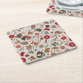 Porta-copo De Papel Quadrado Cozy Natal & Spice