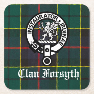 Porta-copo De Papel Quadrado Crachá Clan Forsyth Crest e Tartan