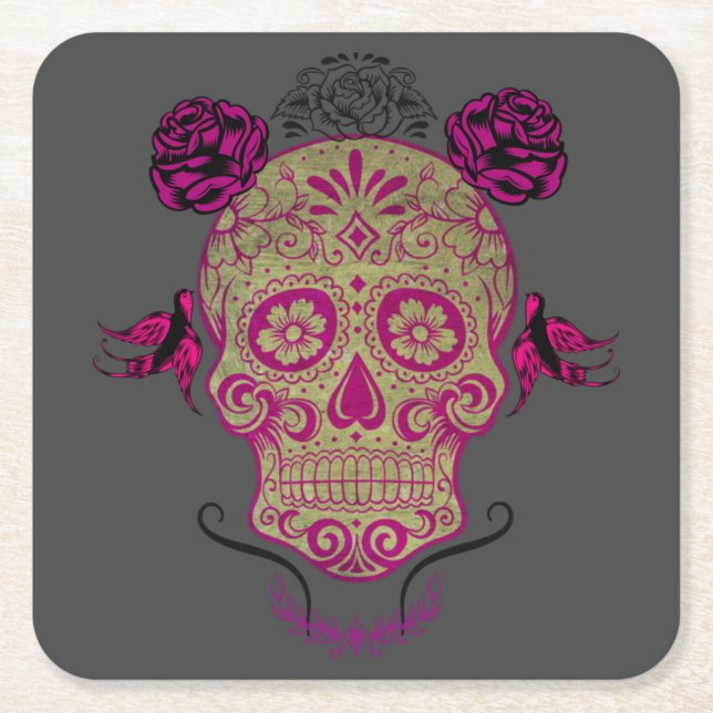 Porta-copo De Papel Quadrado Cranio Açucarado 1.0 (Frente)