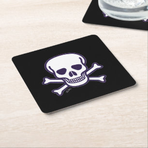 Porta-copo De Papel Quadrado Crânio n Ossos Papel preto para beber coasters