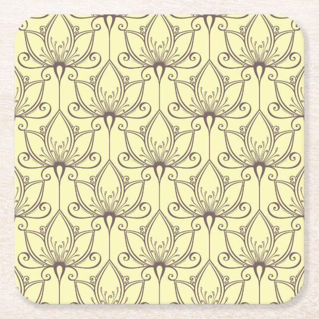 Porta-copo De Papel Quadrado Cream Padrão Floral (Frente)