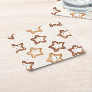 Porta-copo De Papel Quadrado Cream White Stars Natal