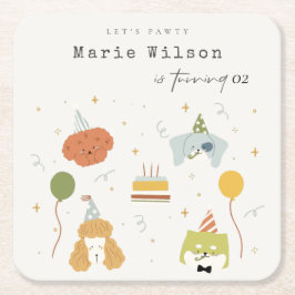 Porta-copo De Papel Quadrado Crianças Bonitas Cachorros Pawty Puppy Qualquer Id