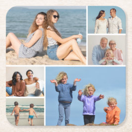 Porta-copo De Papel Quadrado Crie a sua própria colagem de 6 fotos