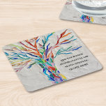 Porta-copo De Papel Quadrado Crie sua própria citação motivacional/inspiraciona<br><div class="desc">Esta Porta copos de papel única é decorada com um mosaico multicolorido,  Árvore de vida design. Adicione a citação escolhida para personalizá-la. Clique em Personalizar Mais para editar a fonte,  o tamanho da fonte e a cor da fonte. Mosaico original © Michele Davies.</div>