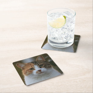 Porta-copo De Papel Quadrado Crie Sua Própria Foto Personalizada de Gato de Est