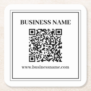 Porta-copo De Papel Quadrado Crie um código QR escaneável Preto & Branco