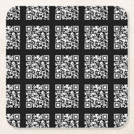 Porta-copo De Papel Quadrado Crie um padrão de código QR em ladrilhos | Cor edi
