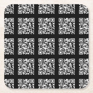 Porta-copo De Papel Quadrado Crie um padrão de código QR em ladrilhos   Cor edi