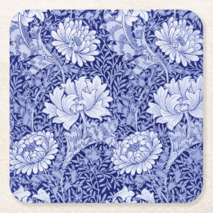 Porta-copo De Papel Quadrado Crisântemo Azul, William Morris