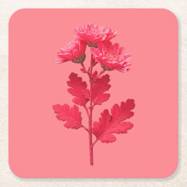 Porta-copo De Papel Quadrado Crisântemo Rosa