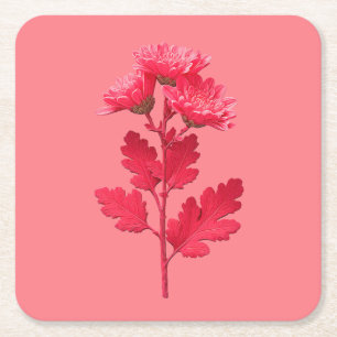 Porta-copo De Papel Quadrado Crisântemo Rosa 