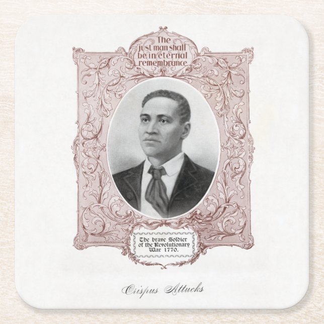 Porta-copo De Papel Quadrado Crispus Attucks: mártir da Revolução Americana (Frente)