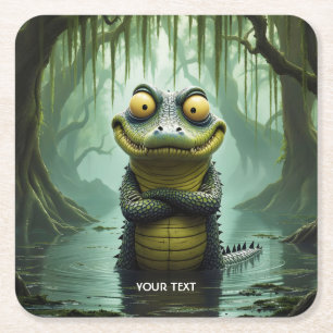 Porta-copo De Papel Quadrado Crocodilo da Floresta dos Pântanos Fantasy