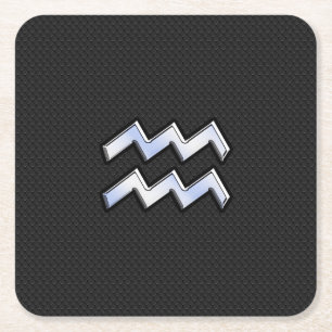 Porta-copo De Papel Quadrado Cromo como Aquarius Zodiac Símbolo em cobra